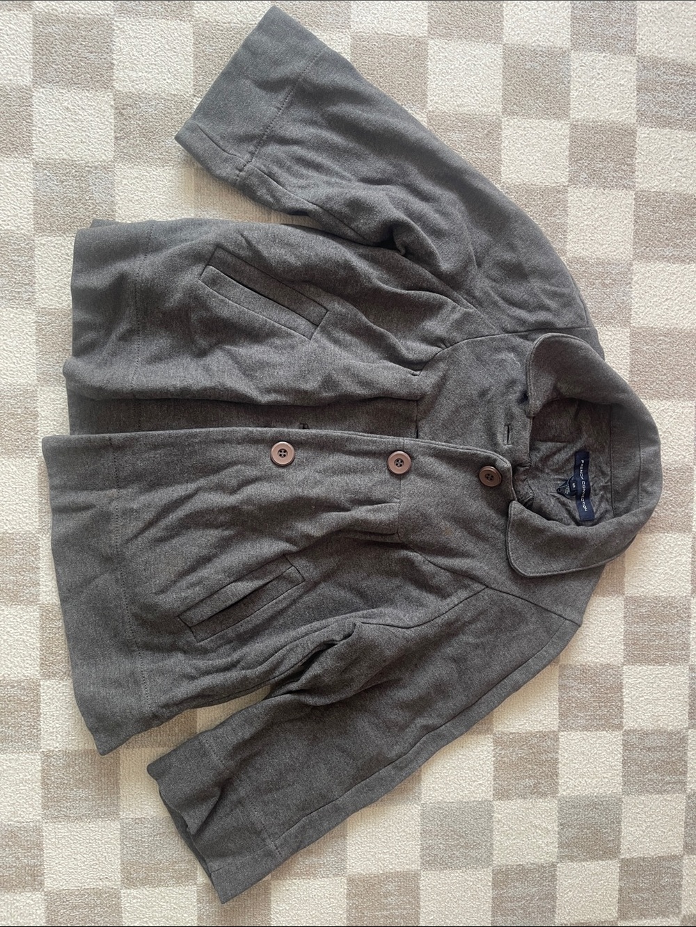 Women’s Gray Wool-Blend Pea Coat with Button Front